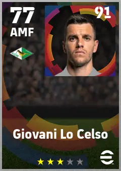 Giovani Lo Celso eFootball 2026 player card — 77 OVR AMF