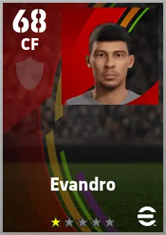 Evandro eFootball 2026 player card — 68 OVR CF