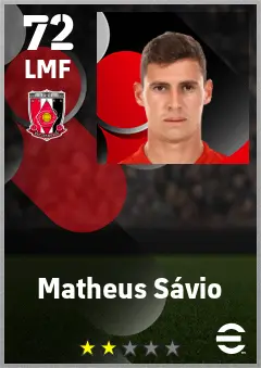 Matheus Savio eFootball 2026 player card — 72 OVR LMF