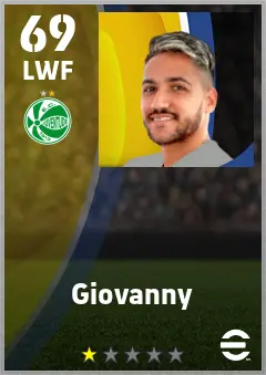 Giovanny eFootball 2026 player card — 69 OVR LWF