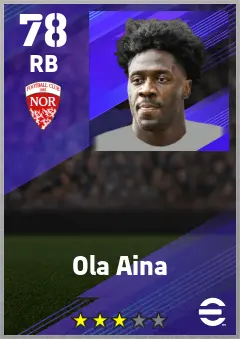 Ola Aina eFootball 2026 player card — 78 OVR RB