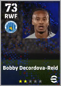 Bobby Decordova-Reid eFootball 2026 player card — 73 OVR RWF