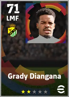 Grady Diangana eFootball 2026 player card — 71 OVR LMF