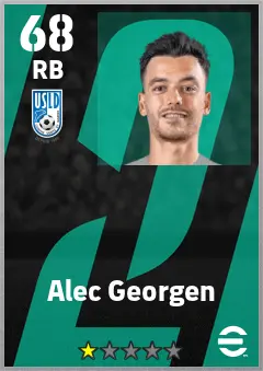 Alec Georgen eFootball 2026 player card — 68 OVR RB