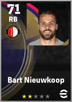 Bart Nieuwkoop eFootball 2026 player card — 71 OVR RB