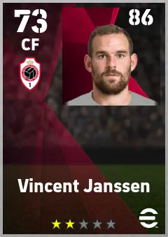 Vincent Janssen eFootball 2026 player card — 73 OVR CF