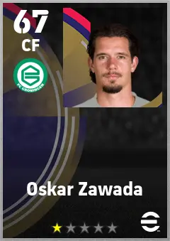 Oskar Zawada eFootball 2026 player card — 67 OVR CF