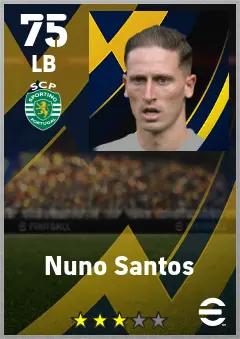 Nuno Santos eFootball 2026 player card — 75 OVR LB