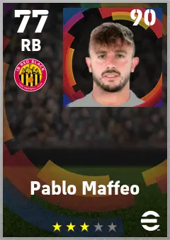Pablo Maffeo eFootball 2026 player card — 77 OVR RB