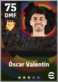 Oscar Valentin eFootball 2026 player card — 75 OVR DMF