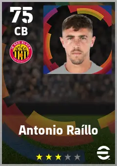 Antonio Raillo eFootball 2026 player card — 75 OVR CB
