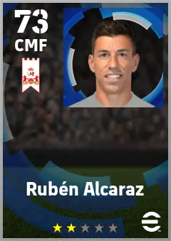 Ruben Alcaraz eFootball 2026 player card — 73 OVR CMF