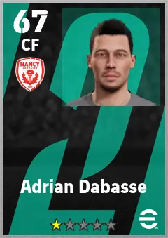 Adrian Dabasse eFootball 2026 player card — 67 OVR CF