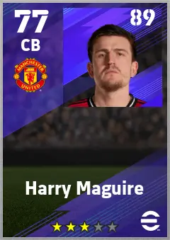 Harry Maguire eFootball 2026 player card — 77 OVR CB