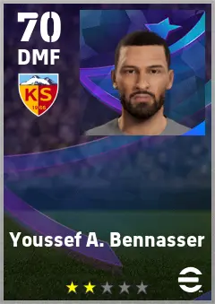 Youssef A. Bennasser eFootball 2026 player card — 70 OVR DMF