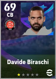Davide Biraschi eFootball 2026 player card — 69 OVR CB
