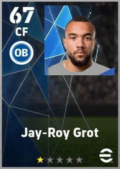 Jay-Roy Grot eFootball 2026 player card — 67 OVR CF