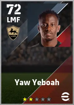 Yaw Yeboah eFootball 2026 player card — 72 OVR LMF