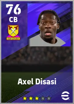Axel Disasi eFootball 2026 player card — 76 OVR CB