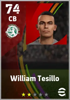 William Tesillo eFootball 2026 player card — 74 OVR CB