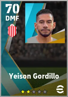 Yeison Gordillo eFootball 2026 player card — 70 OVR DMF