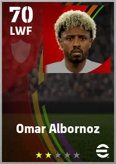 Omar Albornoz eFootball 2026 player card — 70 OVR LWF