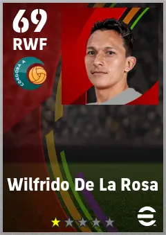 Wilfrido De La Rosa eFootball 2026 player card — 69 OVR RWF