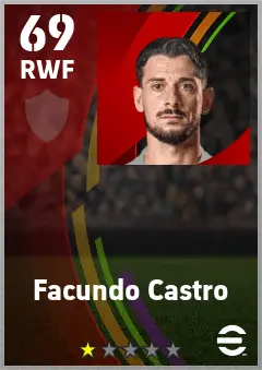 Facundo Castro eFootball 2026 player card — 69 OVR RWF