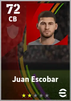 Juan Escobar eFootball 2026 player card — 72 OVR CB