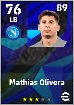 Mathias Olivera eFootball 2026 player card — 76 OVR LB