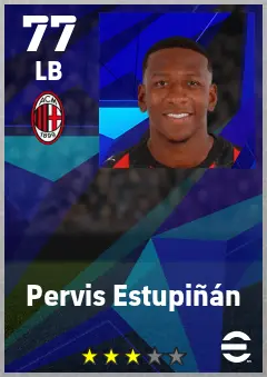 Pervis Estupinan eFootball 2026 player card — 77 OVR LB