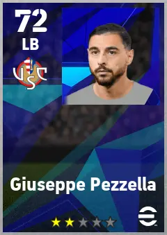 Giuseppe Pezzella eFootball 2026 player card — 72 OVR LB
