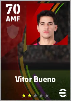 Vitor Bueno eFootball 2026 player card — 70 OVR AMF