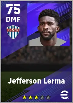 Jefferson Lerma eFootball 2026 player card — 75 OVR DMF