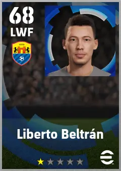 Liberto Beltran eFootball 2026 player card — 68 OVR LWF