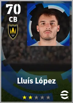 Lluis Lopez eFootball 2026 player card — 70 OVR CB