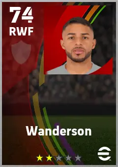 Wanderson eFootball 2026 player card — 74 OVR RWF