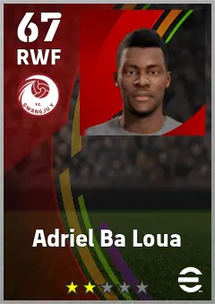 Adriel Ba Loua eFootball 2026 player card, 67 OVR RWF