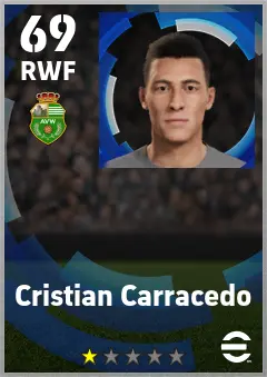 Cristian Carracedo eFootball 2026 player card — 69 OVR RWF