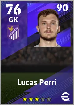 Lucas Perri eFootball 2026 player card — 76 OVR GK