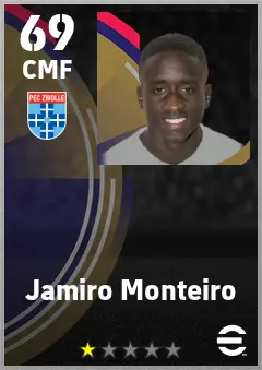 Jamiro Monteiro eFootball 2026 player card — 69 OVR CMF