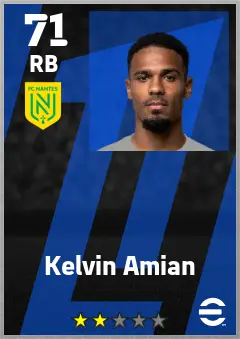 Kelvin Amian eFootball 2026 player card — 71 OVR RB