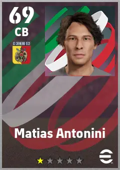 Matias Antonini eFootball 2026 player card — 69 OVR CB