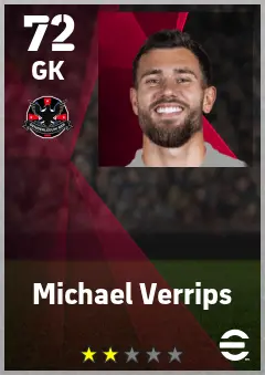 Michael Verrips eFootball 2026 player card — 72 OVR GK