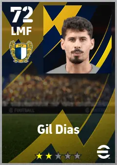 Gil Dias eFootball 2026 player card — 72 OVR LMF