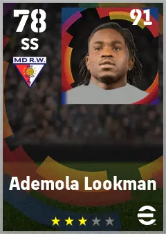 Ademola Lookman eFootball 2026 player card — 78 OVR SS