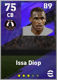 Issa Diop eFootball 2026 player card — 75 OVR CB