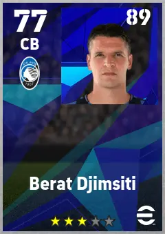 Berat Djimsiti eFootball 2026 player card — 77 OVR CB