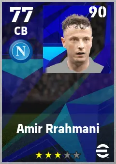 Amir Rrahmani eFootball 2026 player card — 77 OVR CB