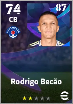 Rodrigo Becao eFootball 2026 player card — 74 OVR CB